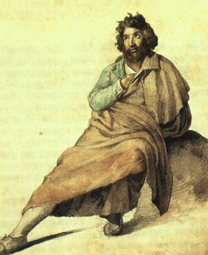 Oil gericault, theodore Painting - An Italian Mountain Peasant, 1816-17 by Gericault, Theodore