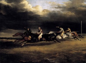 Oil gericault, theodore Painting - The Epsom Derby   1821 by Gericault, Theodore