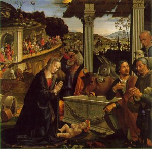 Oil ghirlandaio, domenico Painting - Adoration of the Shepherds  1485 by Ghirlandaio, Domenico