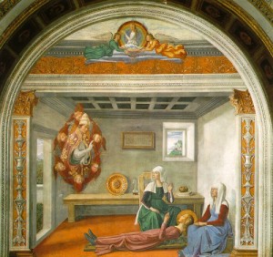 Oil ghirlandaio, domenico Painting - Announcement of Death to Saint Fina  1475 by Ghirlandaio, Domenico