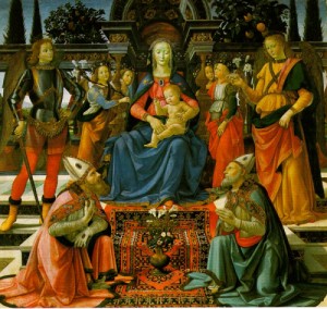 Oil madonna Painting - Madonna Enthroned with Saints, 1484 by Ghirlandaio, Domenico