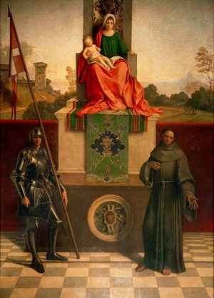 Oil giorgione Painting - Child Enthroned between St Francis and St Liberalis    c. 1505 by Giorgione