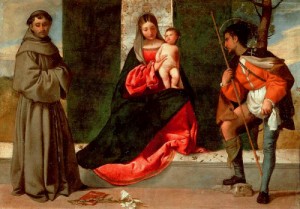 Oil giorgione Painting - Madonna with the Child, St Anthony of Padua and St Roch by Giorgione