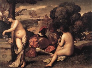 Oil giorgione Painting - Pastoral Concert    1508-09 by Giorgione