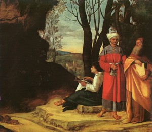 Oil giorgione Painting - The Three Philosophers   1509 by Giorgione