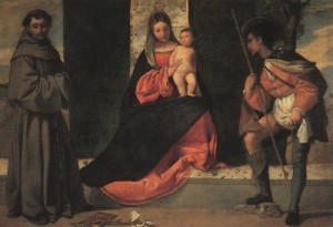 Oil giorgione Painting - The Virgin and Child with St. Anthony of Padua and Saint Roch   1510 by Giorgione