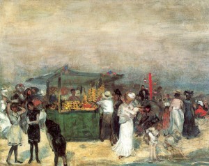 Oil glackens, william Painting - Fruit Stand, Coney Island   1898 by Glackens, William