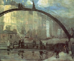 Oil glackens, william Painting - La Villette   1895 by Glackens, William