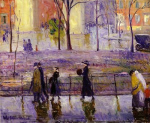 Oil glackens, william Painting - March Day - Washington Square  1912 by Glackens, William