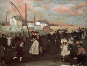 Oil glackens, william Painting - On the Quai   1895-96 by Glackens, William
