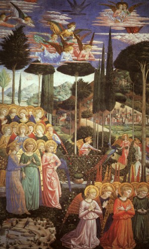 Oil gozzoli, benozzo Painting - Angels Worshipping 1459 by Gozzoli, Benozzo