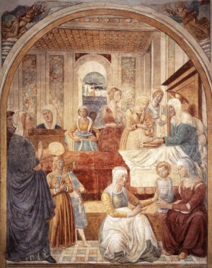 Oil gozzoli, benozzo Painting - Birth of Mary  1491 by Gozzoli, Benozzo