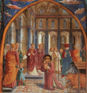 Oil gozzoli, benozzo Painting - Establishment of the Manger at Greccio  1452 by Gozzoli, Benozzo