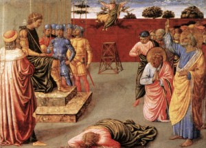 Oil gozzoli, benozzo Painting - Fall of Simon Magus   1461-62 by Gozzoli, Benozzo