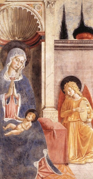 Oil madonna Painting - Madonna and Child  1450 by Gozzoli, Benozzo