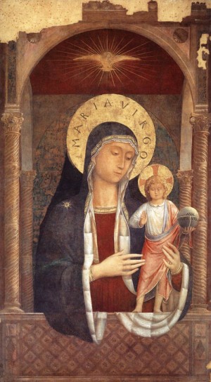 Oil gozzoli, benozzo Painting - Madonna and Child Giving Blessings   1449 by Gozzoli, Benozzo