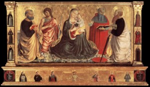 Oil gozzoli, benozzo Painting - Madonna and Child with Sts John the Baptist, Peter, Jerome  and Paul  1456 by Gozzoli, Benozzo