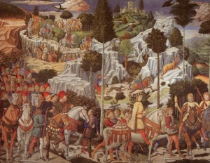 Oil gozzoli, benozzo Painting - Procession of the Magus Gaspar   1459 by Gozzoli, Benozzo