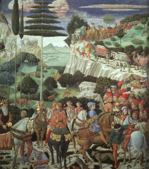 Oil gozzoli, benozzo Painting - Procession of the Magus Melchoir  1459 by Gozzoli, Benozzo