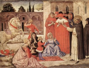 Oil gozzoli, benozzo Painting - St Dominic Reuscitates Napoleone Orsini  1461 by Gozzoli, Benozzo