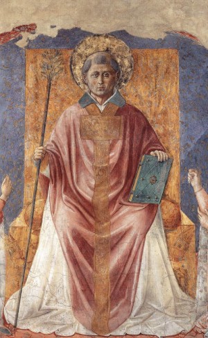 Oil gozzoli, benozzo Painting - St Fortunatus Enthroned  1450 by Gozzoli, Benozzo