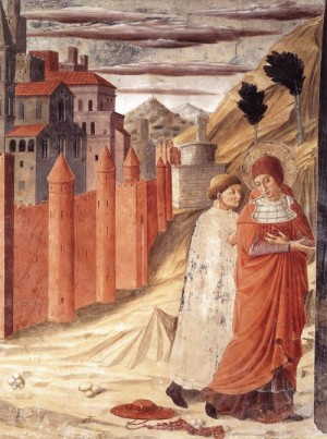 Oil gozzoli, benozzo Painting - The Departure of St Jerome from Antioch  1452 by Gozzoli, Benozzo