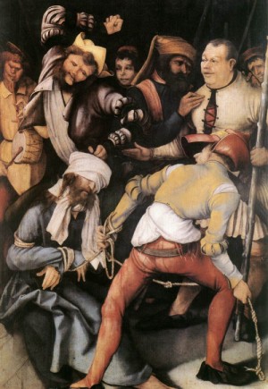 Oil grunewald, matthias Painting - The Mocking of Christ   1503 by Grunewald, Matthias