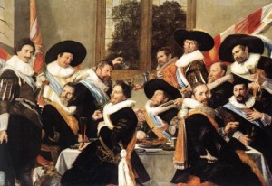Oil hals, frans Painting - -Banquet of the Officers of the St Hadrian Civic Guard Company    c. 1627 by Hals, Frans