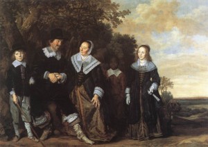 Oil hals, frans Painting - Family Group in a Landscape     c. 1648 by Hals, Frans