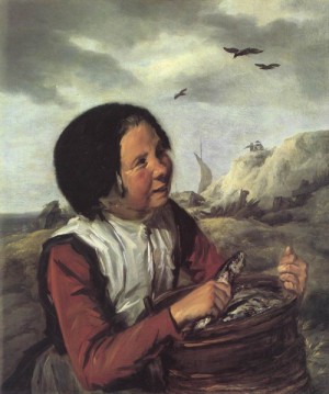 Oil girl Painting - Fisher Girl   1630-32 by Hals, Frans