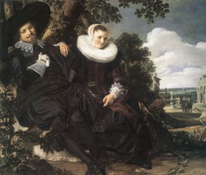 Oil garden Painting - Married Couple in a Garden   c. 1622 by Hals, Frans