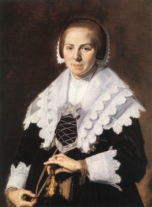 Oil woman Painting - Portrait of a Woman Holding a Fan   c. 1640 by Hals, Frans