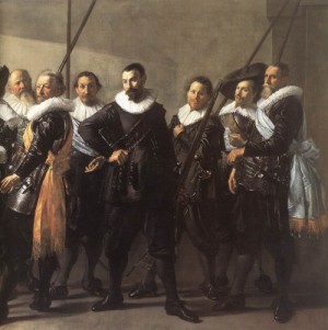 Oil hals, frans Painting - The Meagre Company  1633-37 by Hals, Frans