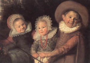 Oil hals, frans Painting - Three Children with a Goat Cart  c. 1620 by Hals, Frans