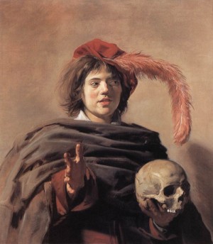 Oil hals, frans Painting - Young Man with a Skull    1626-28 by Hals, Frans