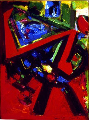 Oil red Painting - Red Flight, 1953 by Hans Hofmann