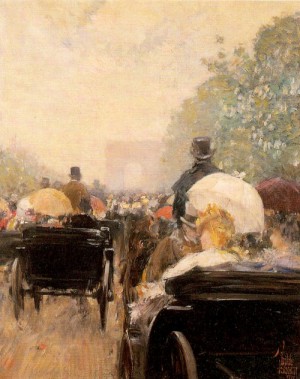 Oil hassam, childe Painting - Carriage Parade   1888 by Hassam, Childe