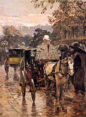 Oil hassam, childe Painting - Fiacre, Rue Bonaparte   1888 by Hassam, Childe