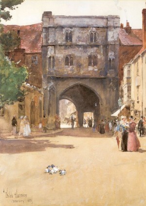 Oil hassam, childe Painting - Gateway at Canterbury   1889 by Hassam, Childe