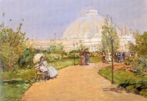 Oil architecture and buildings Painting - Horticultural Building, World's Columbian Exposition, Chicago   1893 by Hassam, Childe