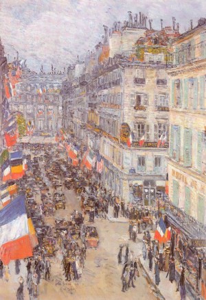 Oil hassam, childe Painting - July Fourteenth, Rue Daunou   1910 by Hassam, Childe