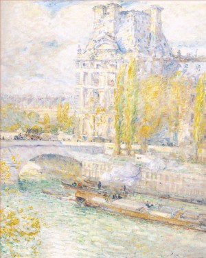 Oil hassam, childe Painting - Le Louvre et le Pont Royal   1897 by Hassam, Childe