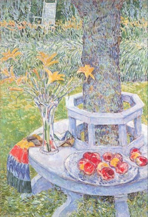 Oil hassam, childe Painting - Mrs. Hassam's Garden at East Hampton   1934 by Hassam, Childe