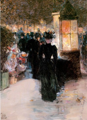 Oil hassam, childe Painting - Paris Nocturne   1889 by Hassam, Childe