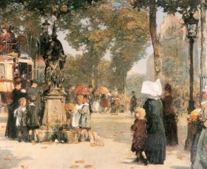 Oil street Painting - Paris Street Scene   1887 by Hassam, Childe