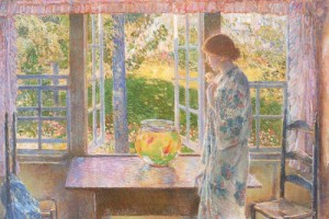 Oil hassam, childe Painting - The Goldfish Window   1916 by Hassam, Childe