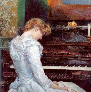 Oil the Painting - The Sonata   1893 by Hassam, Childe
