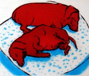  Photograph - Horizontal Dogs 1995 by Hockney, David