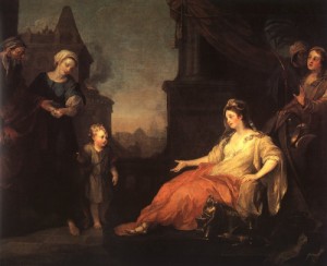 Oil hogarth, william Painting - Moses Brought before Pharaoh's Daughter, 1746 by Hogarth, William