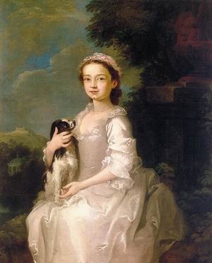 Oil girl Painting - Portrait of a Young Girl, 1742-45 by Hogarth, William